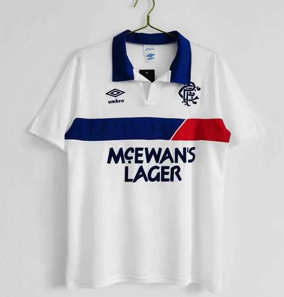 1994 Rangers Retro White Away Kit Soccer Jersey